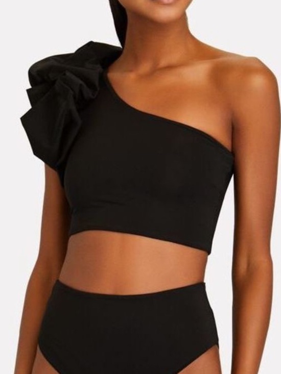Maygel Coronel Tops - Maygel Coronel Black One-Shoulder swim top
